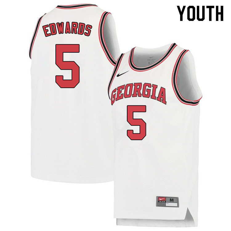 Youth #5 Anthony Edwards Georgina Bulldogs College Basketball Jerseys Sale-White - Click Image to Close